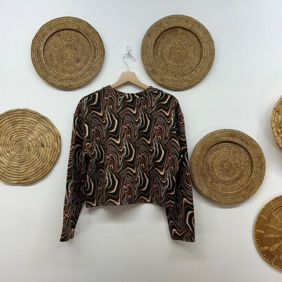 Zara Orange Green Colorful Funky Hippie Boxy Knit Long Sleeve Top Small - Picture 2 of 6